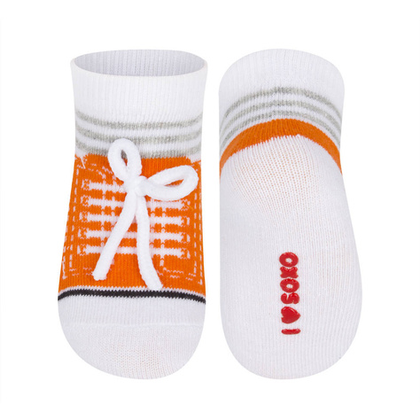 Chaussettes bébé orange SOXO trainers avec inscription 