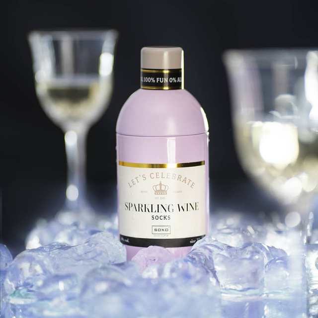 Chaussettes pour femmes SOXO GOOD STUFF drôles de Sparkling Wine dans une bouteille cadeau