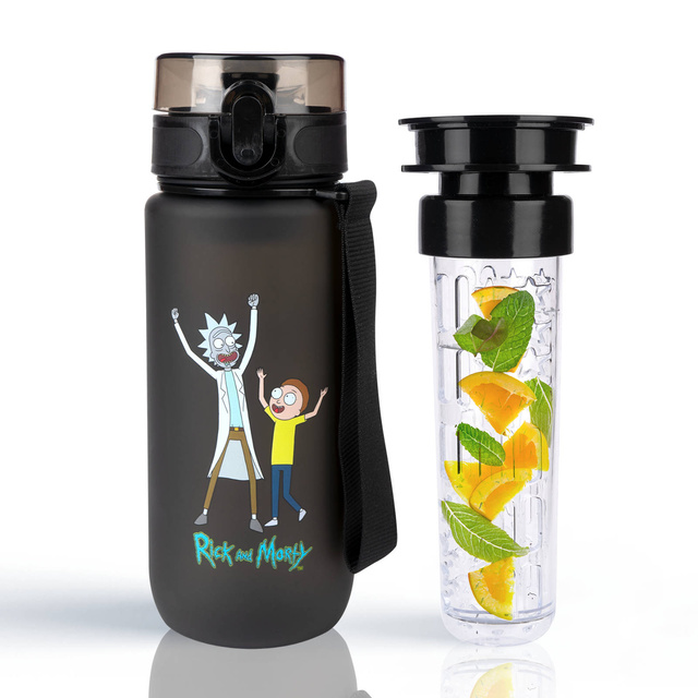 Bouteille d'eau 0.6L noire | durable et pratique | Rick and Morty