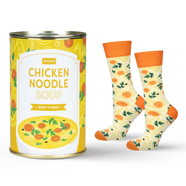 Chaussettes pour femmes | Chaussettes de soupe au poulet SOXO GOOD STUFF pour hommes en boîte comme cadeau pour elle | pour lui unisexe