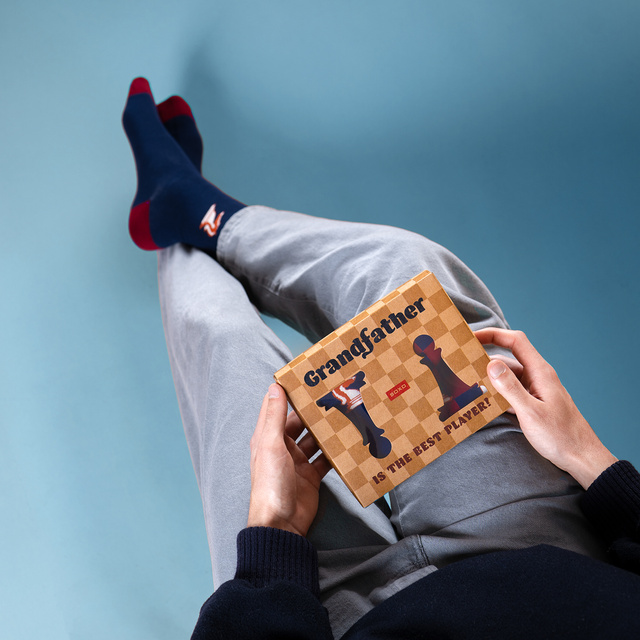 Chaussettes homme SOXO échecs pour grand-père – 2 paires