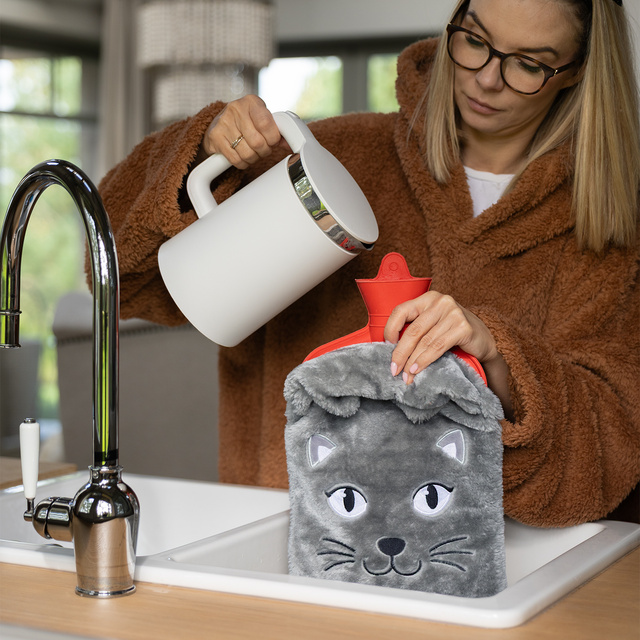Bouillotte avec housse motif chat 3,5 l