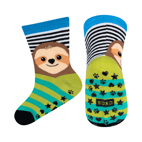 Lot de 3x chaussettes colorées pour enfants SOXO animaux | tigre | chien | paresseux