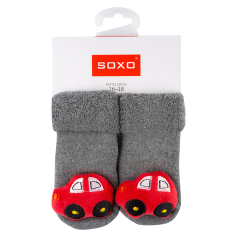 Lot de 2x chaussettes colorées SOXO pour bébé avec hochet