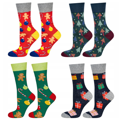 Lot de 4x chaussettes colorées SOXO GOOD STUFF pour hommes Cadeau de Noël 