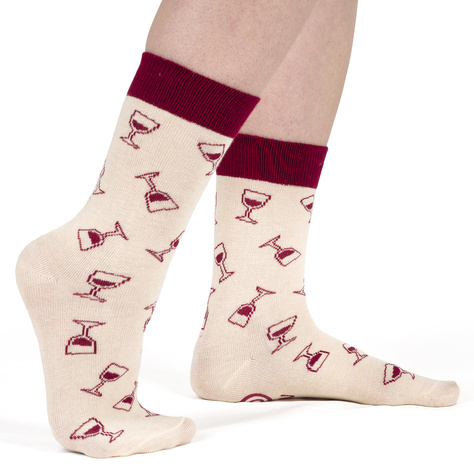 Lot de 2 chaussettes pour femmes SOXO GOOD STUFF drôles de vin rouge et blanc dans une bouteille cadeau