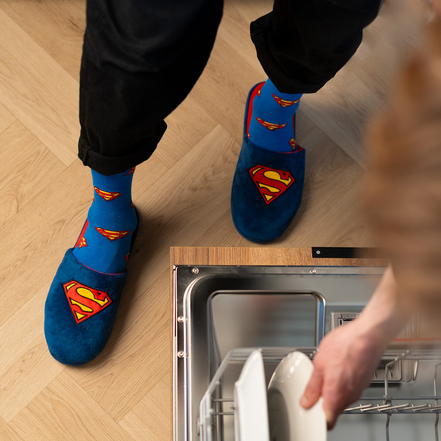 Chaussons homme SOXO SUPERMAN DC Comics avec semelle dure en TPR