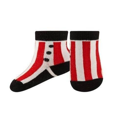 Chaussettes bébé rouge SOXO baskets à rayures