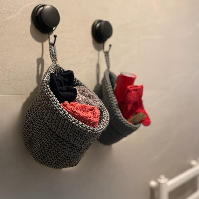 Lot de 3 paniers de salle de bain Momo Way gris 14cm et 2x 17cm