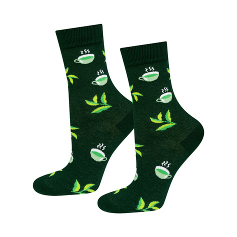 SOXO Chaussettes pour femmes en forme de boîte de thé vert - 2 paires