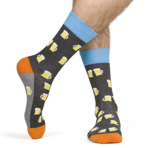 SOXO Chaussettes pour hommes | Hamburger en boîte | Bière en canette | Cadeau drôle pour lui