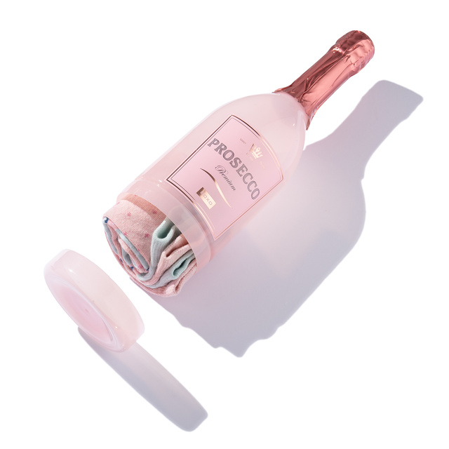 Ensemble de 2x chaussettes pour femmes SOXO joyeux Prosecco dans une bouteille un cadeau pour elle