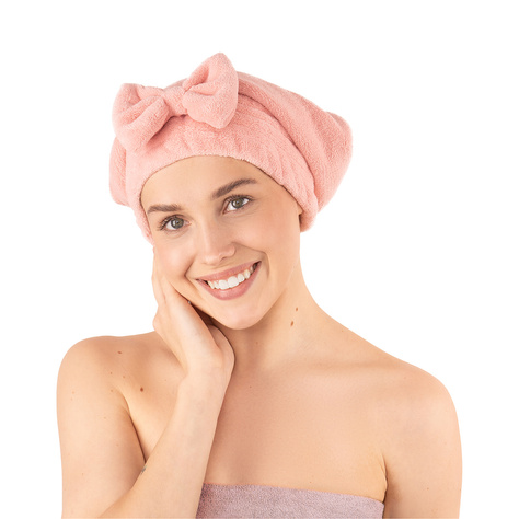 MOMO WAY turban de bain rose avec noeud | serviette de bain 