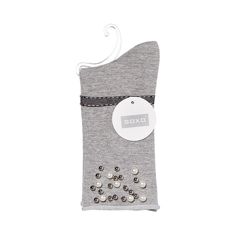 SOXO Chaussettes pour femmes avec 'Perles' gris