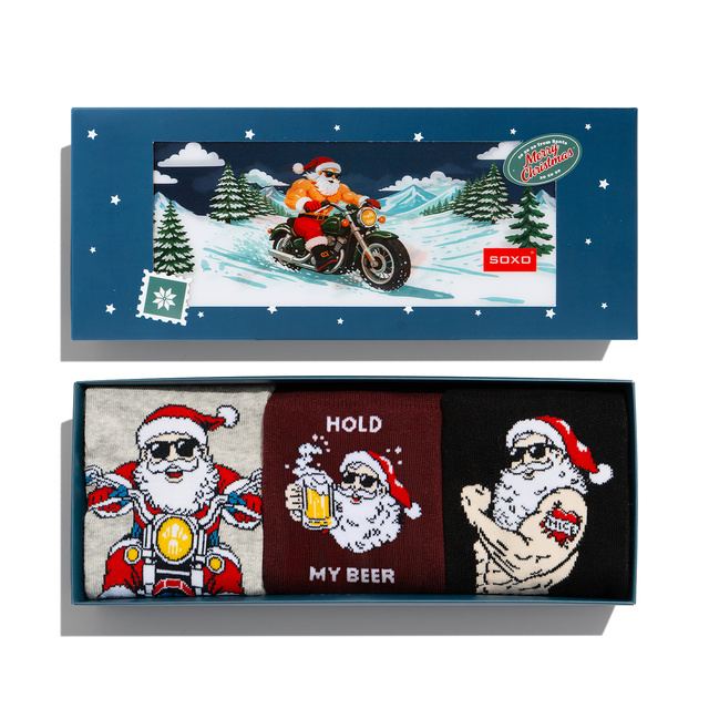 Chaussettes Père Noël Motard Coquin 3 paires