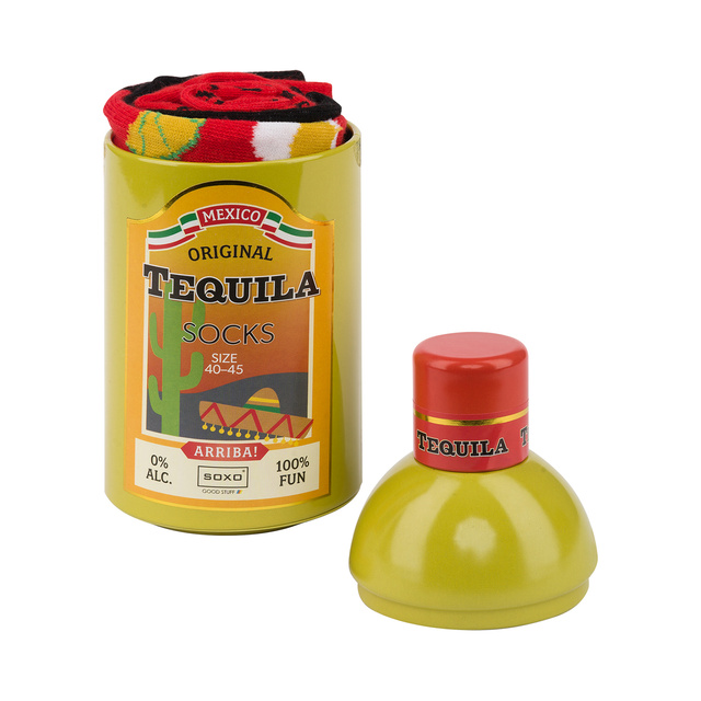 Chaussettes colorées SOXO GOOD STUFF Tequila dans une bouteille