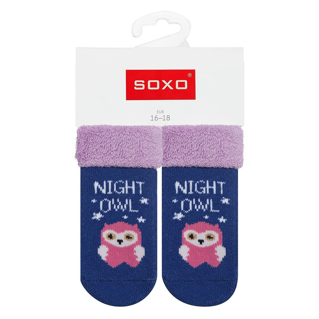 Chaussettes bébé colorées SOXO avec lettrage hibou
