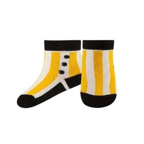 Chaussettes bébé jaune SOXO baskets à rayures