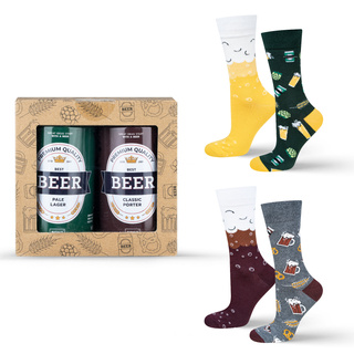 Lot de 2 chaussettes colorées pour hommes SOXO GOOD STUFF bière drôle dans une canette pour un cadeau