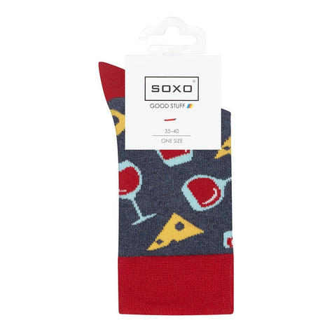 SOXO GOOD STUFF chaussettes colorées pour femmes fromage et vin amusants 