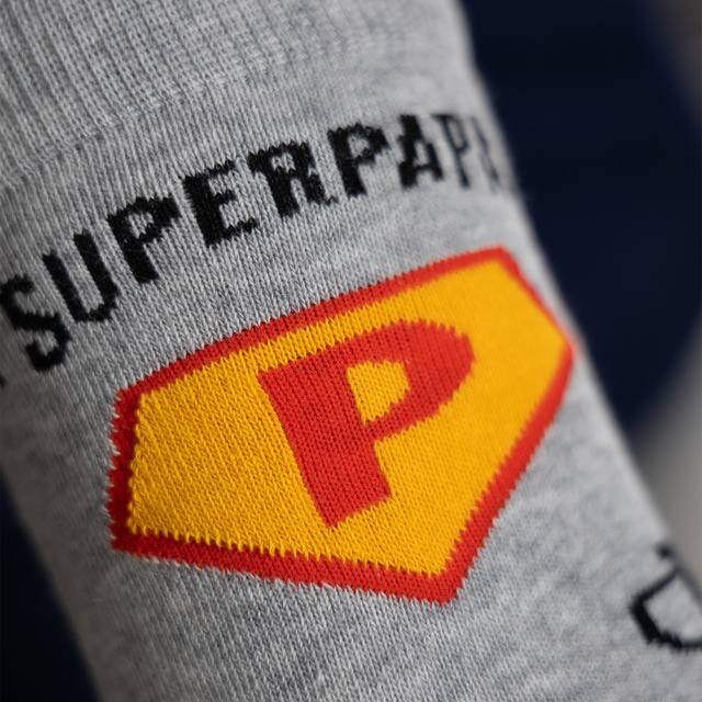 Chaussettes colorées SOXO pour homme avec l'inscription "SuperPapa" | cadeau pour la fête des pères