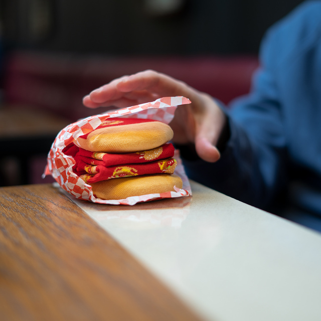 Chaussettes pour femmes | SOXO pour hommes | Hamburger dans une boîte | idée cadeau joyeuse | drôles de chaussettes pour elle | pour lui unisexe