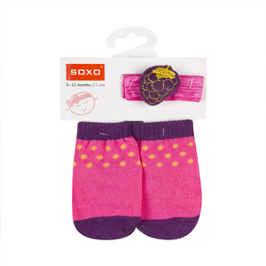 Ensemble chaussettes bébé rose SOXO avec bandeau