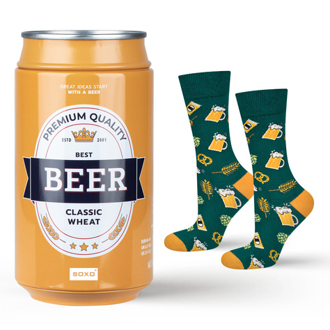 Chaussettes colorées pour hommes SOXO GOOD STUFF, bière brune amusante, fumées en canette