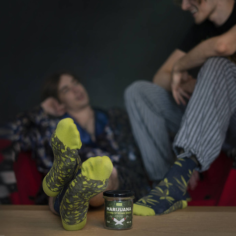 Chaussettes pour hommes Jolly Green SOXO dans un drôle de bocal en coton