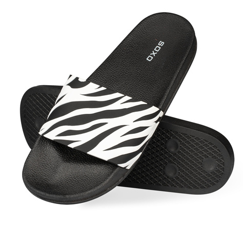 Tongs de plage SOXO Zebra Premium pour femmes et hommes, idéales pour les vacances d'été et la piscine, en caoutchouc