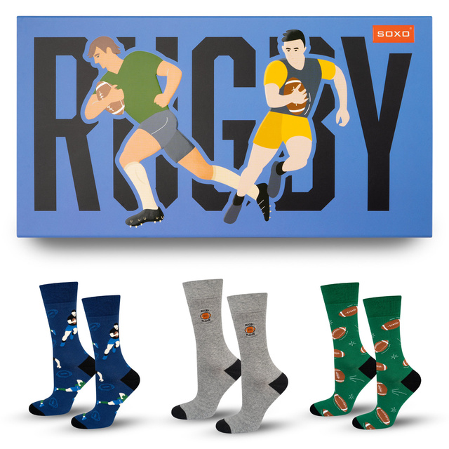 Chaussettes colorées homme SOXO Rugby - 3 paires 