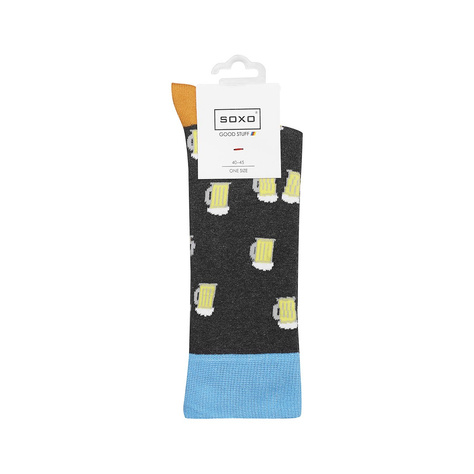 Lot de 4x chaussettes homme SOXO GOOD STUFF dans une boîte à pizza | cadeau original pour un homme