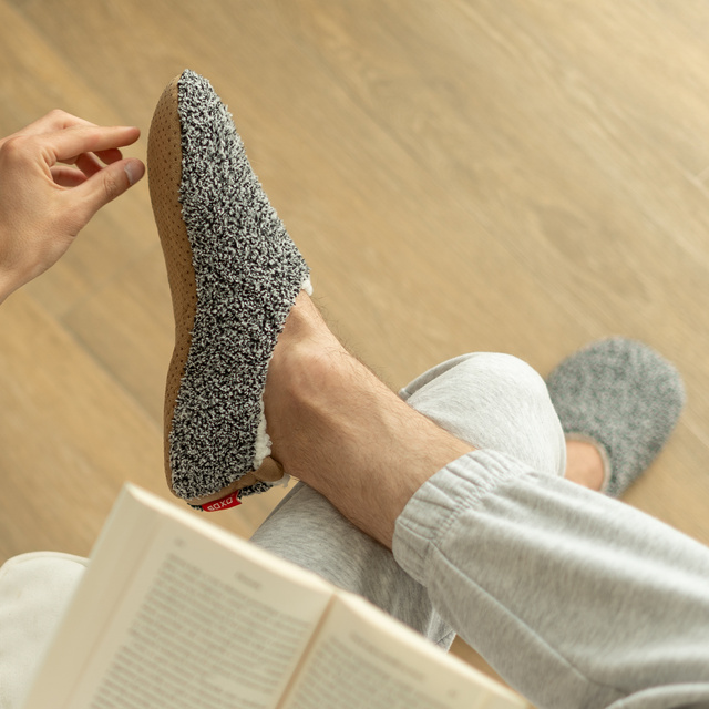 Chaussons SOXO SUPER SOFT avec semelle antidérapante et empiècements en PVC