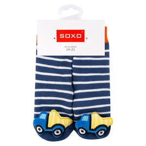 Lot de 3x chaussettes colorées SOXO pour bébé avec hochet