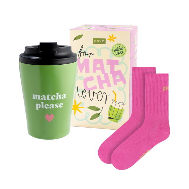 Coffret Cadeau Chaussettes Matcha + Mug Thermique