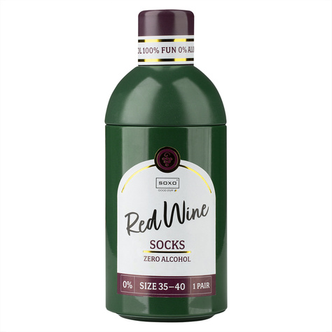 Lot de 2 chaussettes pour femmes SOXO GOOD STUFF drôles de vin rouge et blanc dans une bouteille cadeau