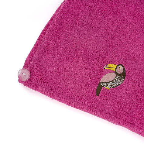 MOMO WAY turban de bain rose | serviette toucan