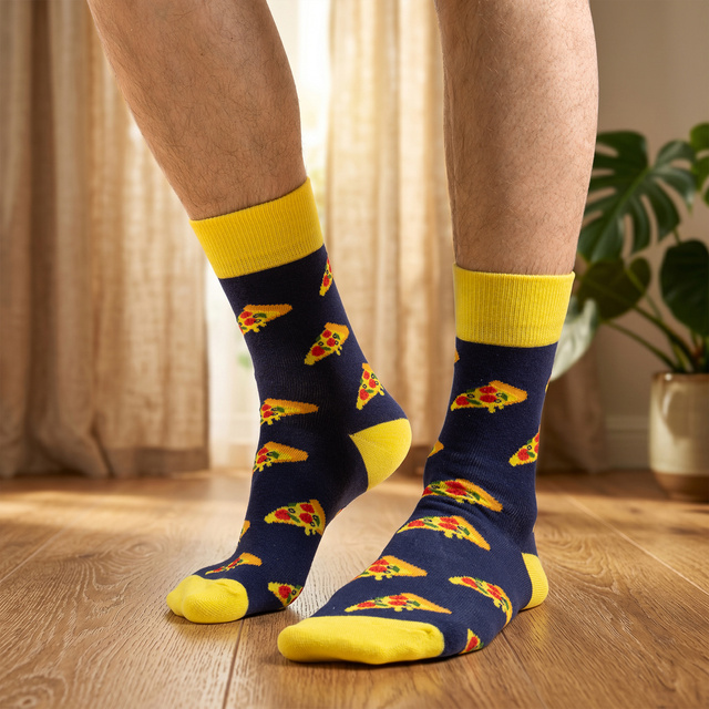 Chaussettes SOXO colorées pour hommes et femmes avec pizza dans une boîte | cadeau pour un homme | cadeau pour femme