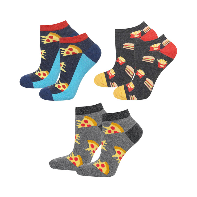 Lot de 3x chaussettes en coton coloré SOXO GOOD STUFF pour hommes pizza | fast food