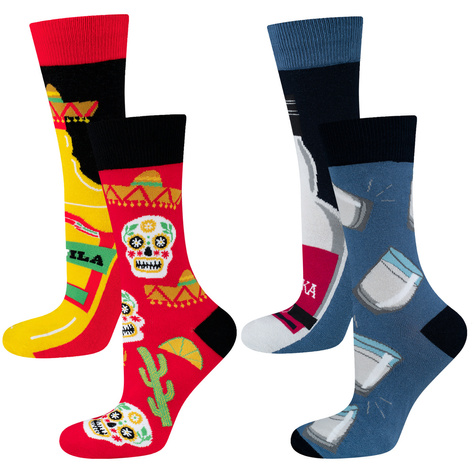 Lot de 2x chaussettes colorées en coton SOXO GOOD STUFF pour hommes Tequila et bouteille de vodka amusantes 