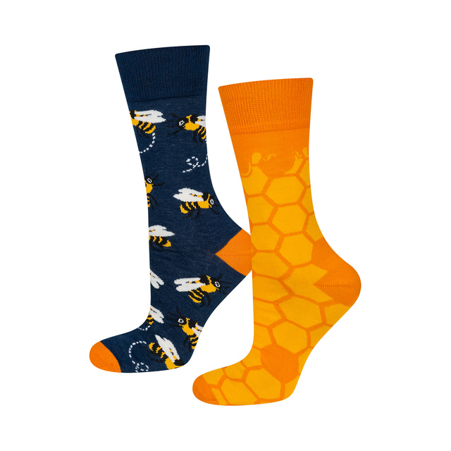 Chaussettes colorées SOXO GOOD STUFF Pure Bee Honey dans un pot de coton amusant