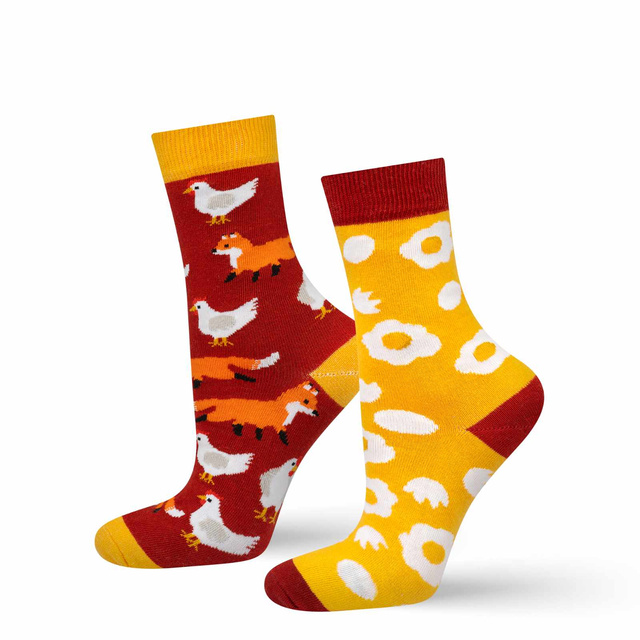 Chaussettes femme colorées SOXO poule et oeuf