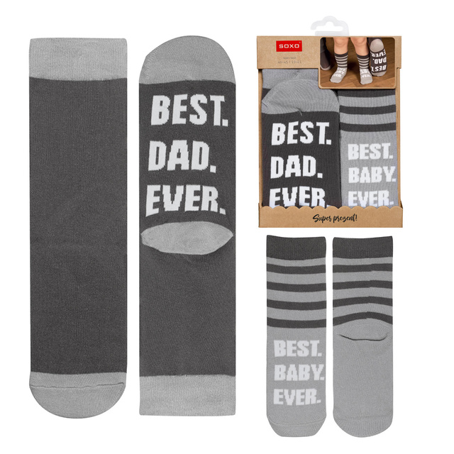 Lot de chaussettes pour papa et enfant SOXO cadeau en coton 