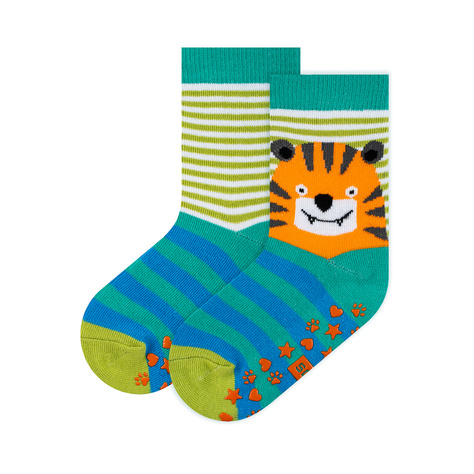 Lot de 3x chaussettes colorées pour enfants SOXO animaux | tigre | chien | paresseux