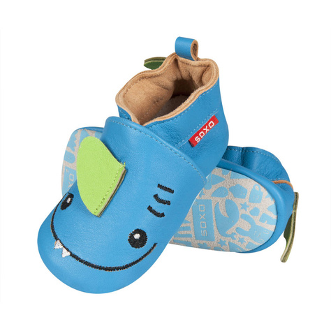 Chaussons requin en cuir SOXO bleu bébé