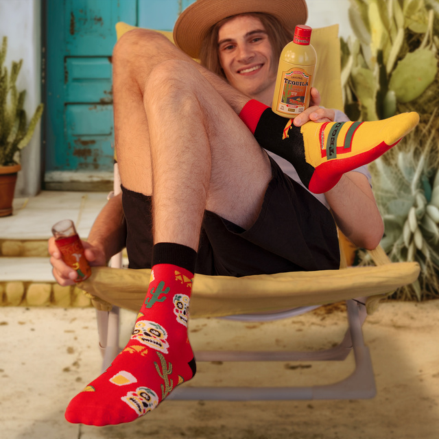 Chaussettes colorées SOXO GOOD STUFF Tequila dans une bouteille