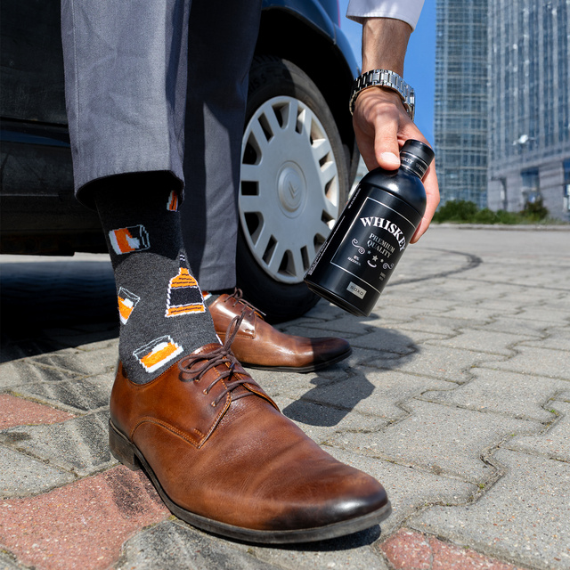 Chaussettes homme colorées SOXO GOOD STUFF | Whisky en bouteille | cadeau pour lui