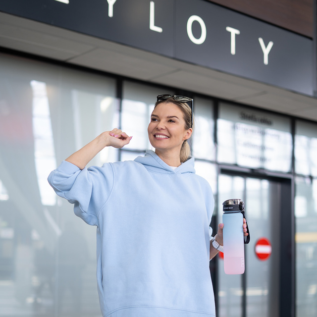 MOMO WAY Bouteille d'eau bleue et rose | idéale pour les voyages | BPA free | Tritan