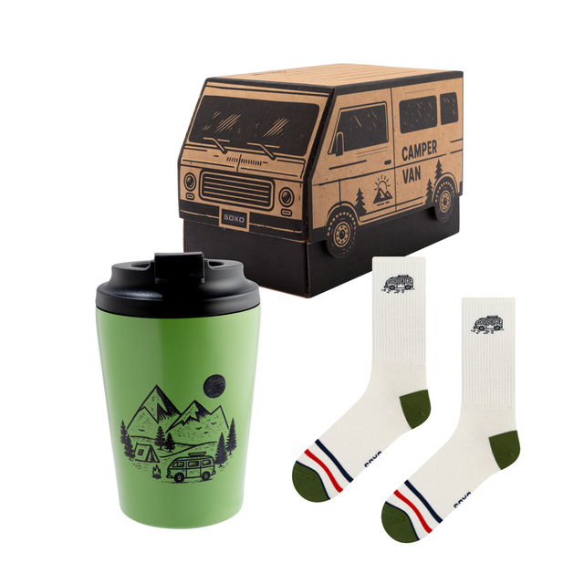 Coffret Cadeau Chaussettes Camping-car + Mug Thermique