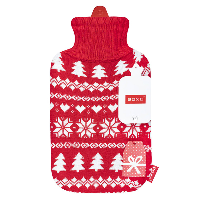 Chauffe-eau SOXO rouge dans un pull de Noël Cadeau de Noël en caoutchouc LARGE